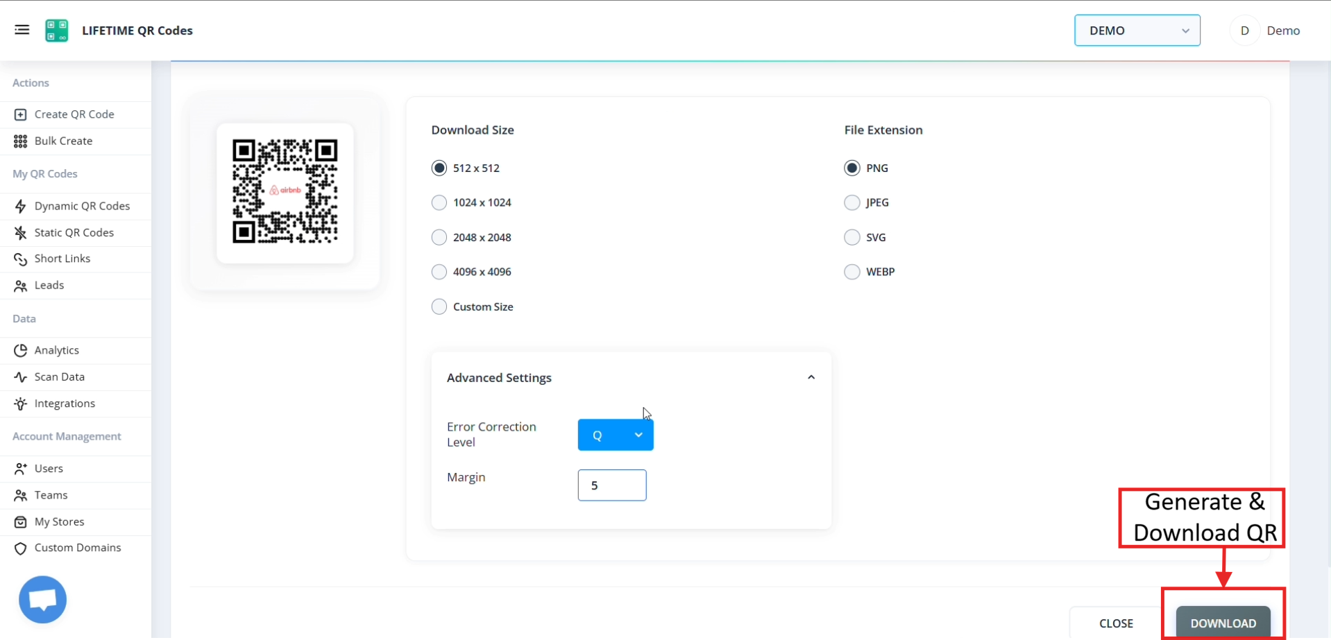 Step: Generate & Download QR